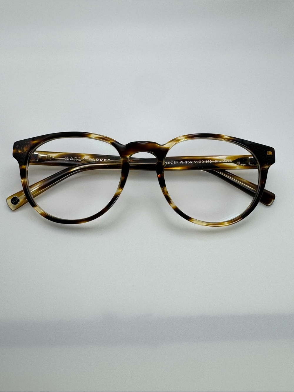 Warby Parker Percey 256 Eyeglasses Tortoise Striped Sassafras Round Frame Wide - Picture 2 of 4